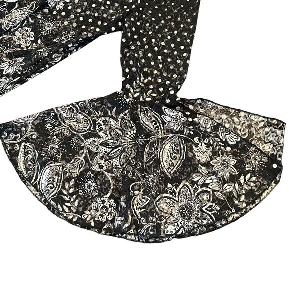 Dor Dor Couture Womens black and white polka dot floral lace top Medium - Picture 4 of 7